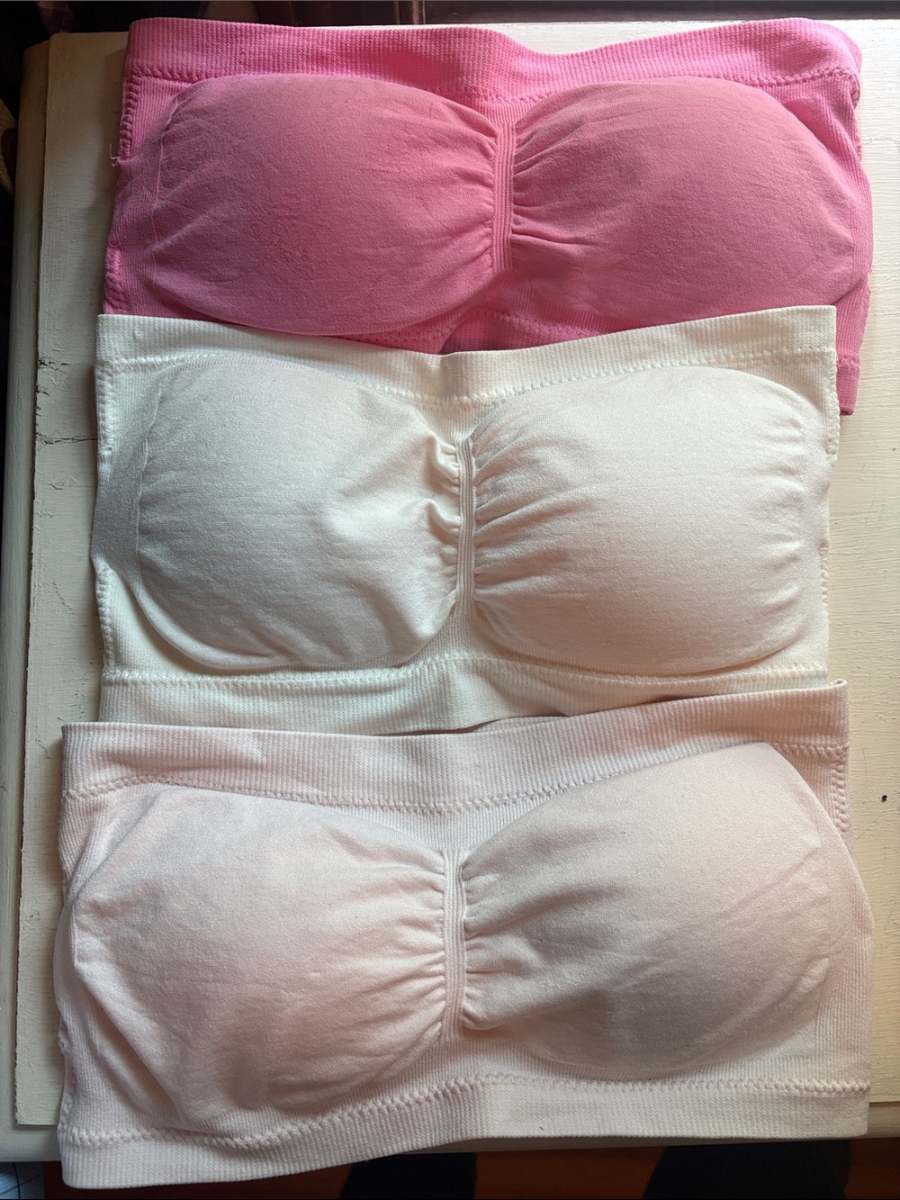 Jessica Simpson Pack of Three Bandeaus in Pink, White, Light Pink